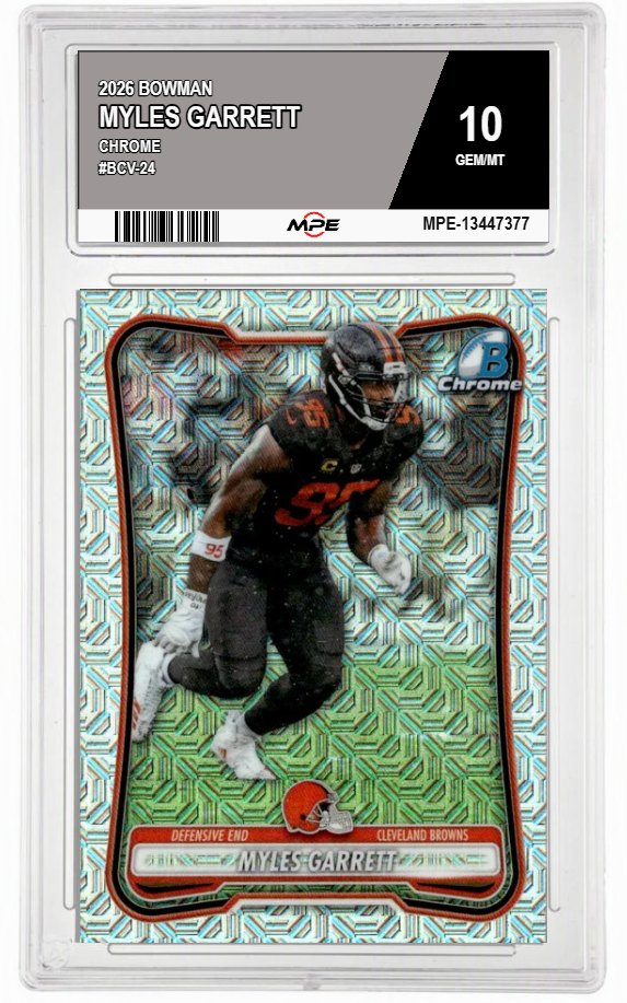 2026 BOWMAN CHROME #BCV-24 MYLES GARRETT MPE 10 GEM/MT — graded card auctioned from the MPE vault
