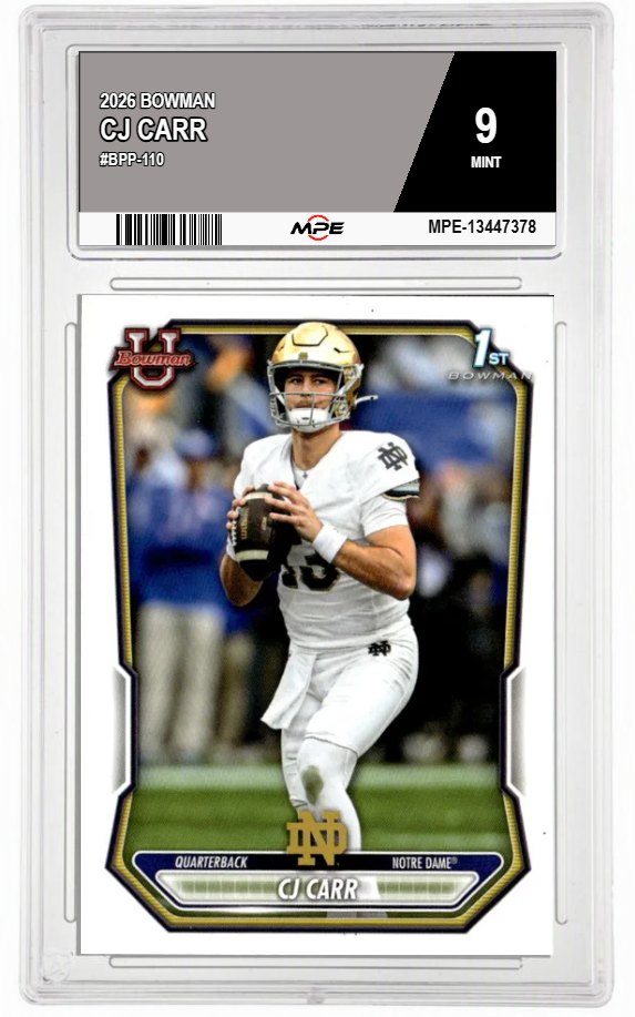 2026 BOWMAN #BPP-110 CJ CARR MPE 9 MINT — graded card auctioned from the MPE vault