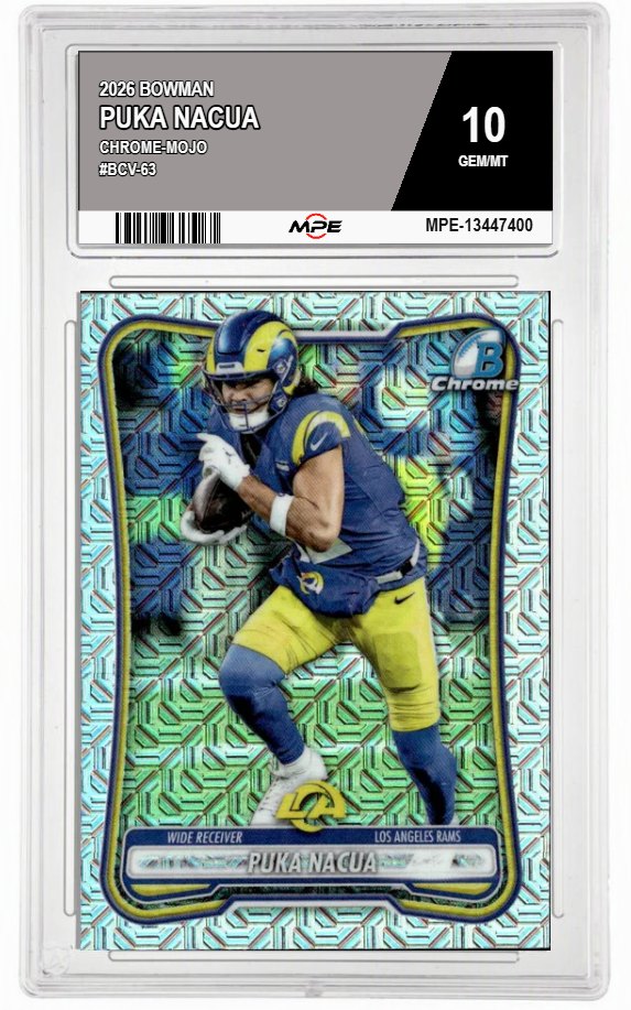 2026 BOWMAN CHROME-MOJO #BCV-63 PUKA NACUA MPE 10 GEM/MT — graded card auctioned from the MPE vault