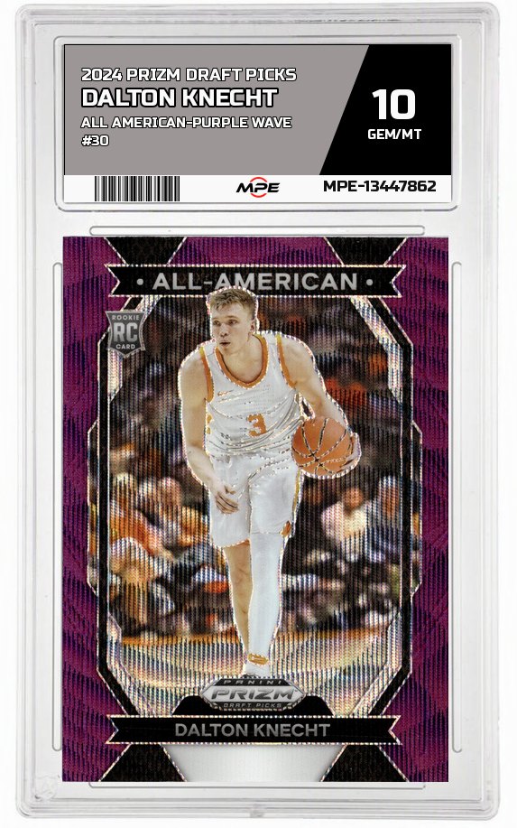2024 PRIZM DRAFT PICKS ALL AMERICAN-PURPLE WAVE #30 DALTON KNECHT MPE 10 GEM/MT — graded card auctioned from the MPE vault