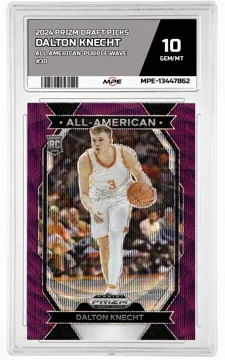 2024 PRIZM DRAFT PICKS ALL AMERICAN-PURPLE WAVE #30 DALTON KNECHT MPE 10 GEM/MT — graded card up for auction