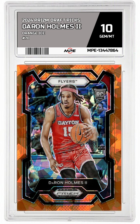 2024 PRIZM DRAFT PICKS ORANGE ICE #70 DARON HOLMES II MPE 10 GEM/MT — graded card auctioned from the MPE vault