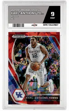 2021 PRIZM DRAFT PICKS RED ICE #67 KARL-ANTHONY TOWNS MPE 9 MINT — graded card up for auction