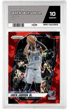 2024 PRIZM RED ICE #140 JAREN JACKSON JR. MPE 10 GEM/MT — graded card up for auction