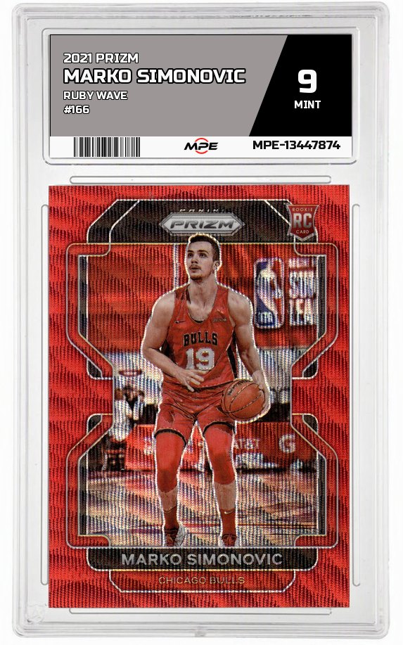 2021 PRIZM Ruby Wave #166 MARKO SIMONOVIC MPE 9 MINT — graded card auctioned from the MPE vault