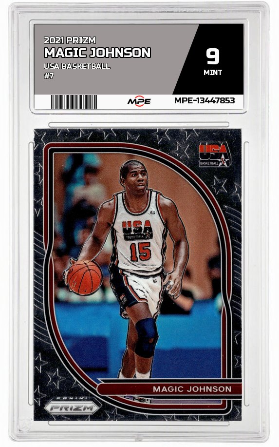 2021 PRIZM USA BASKETBALL #7 MAGIC JOHNSON MPE 9 MINT — graded card auctioned from the MPE vault