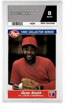 1992 POST CEREAL BASEBALL #8 OZZIE SMITH MPE 8 NM/MT — graded card up for auction