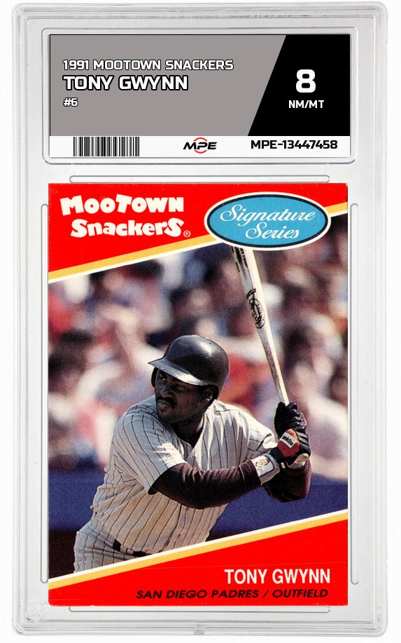 1991 MOOTOWN SNACKERS #6 TONY GWYNN MPE 8 NM/MT — graded card auctioned from the MPE vault