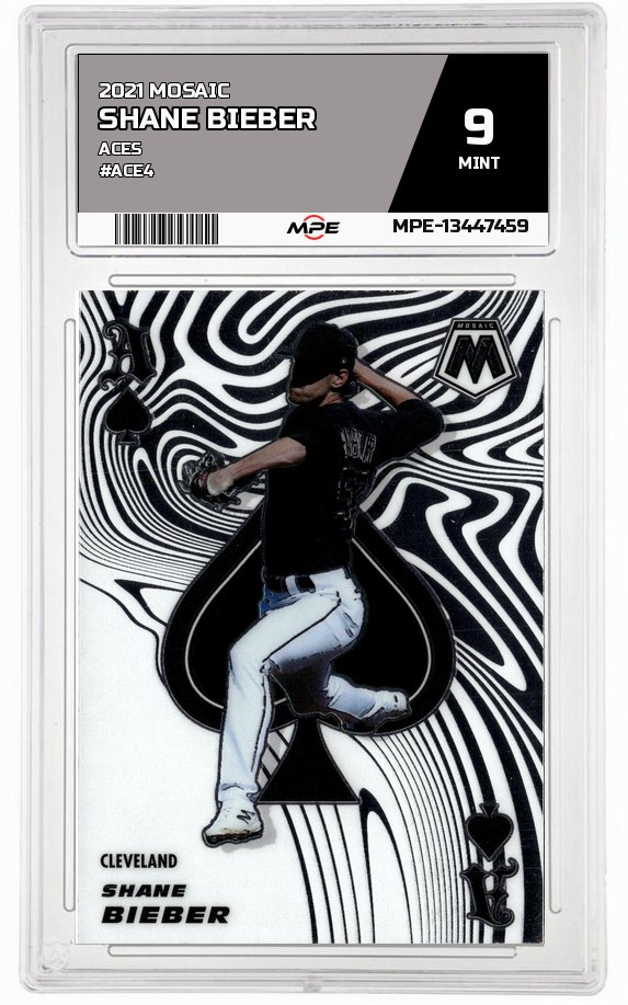 2021 MOSAIC ACES #ACE4 SHANE BIEBER MPE 9 MINT — graded card auctioned from the MPE vault