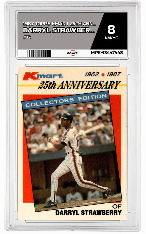 1987 TOPPS KMART 25TH ANNIVERSARY BASEBALL'S STARS OF THE DECADES #32 DARRYL STRAWBERRY MPE 8 NM/MT — graded card auctioned from the MPE vault