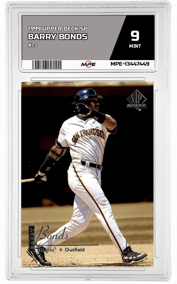 1999 UPPER DECK SP #73 BARRY BONDS MPE 9 MINT — graded card auctioned from the MPE vault