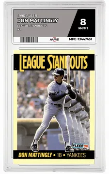 1990 FLEER LEAGUE STANDOUTS #2 DON MATTINGLY MPE 8 NM/MT — graded card up for auction