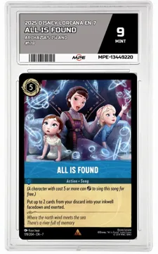 2025 DISNEY LORCANA EN 7 Archazia's Island #178 ALL IS FOUND MPE 9 MINT — graded card up for auction