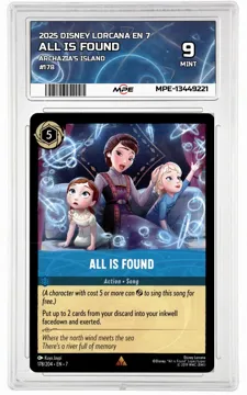 2025 DISNEY LORCANA EN 7 Archazia's Island #178 ALL IS FOUND MPE 9 MINT — graded card up for auction