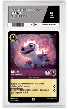2024 DISNEY LORCANA EN 5 Shimmering Skies #40 BRUNI MPE 9 MINT — graded card up for auction
