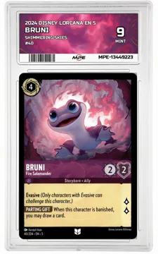 2024 DISNEY LORCANA EN 5 Shimmering Skies #40 BRUNI MPE 9 MINT — graded card up for auction