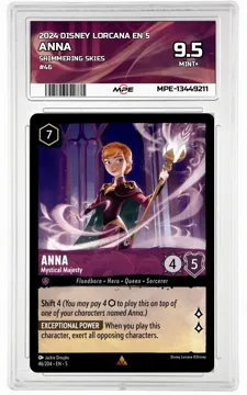 2024 DISNEY LORCANA EN 5 Shimmering Skies #46 ANNA MPE 9.5 MINT+ — graded card up for auction