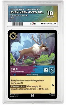 2025 DISNEY LORCANA EN 7 Archazia's Island #65 SVEN KEEN-EYED REINDEER MPE 10 GEM/MT — graded card up for auction