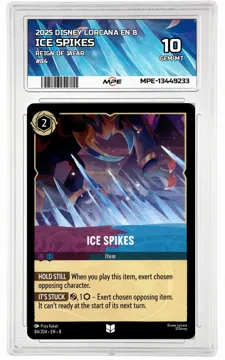 2025 DISNEY LORCANA EN 8 Reign of Jafar #84 ICE SPIKES MPE 10 GEM/MT — graded card up for auction