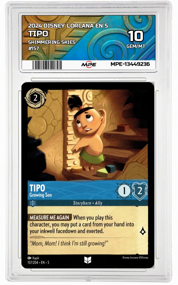 2024 DISNEY LORCANA EN 5 Shimmering Skies #157 TIPO MPE 10 GEM/MT — graded card auctioned from the MPE vault