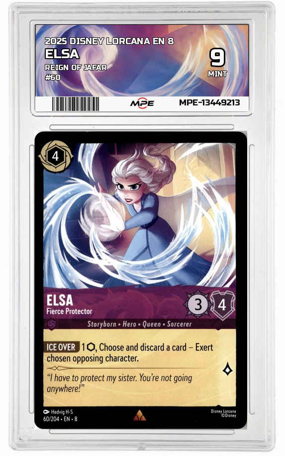 2025 DISNEY LORCANA EN 8 Reign of Jafar #60 ELSA MPE 9 MINT — graded card auctioned from the MPE vault