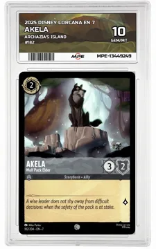 2025 DISNEY LORCANA EN 7 Archazia's Island #182 AKELA MPE 10 GEM/MT — graded card up for auction