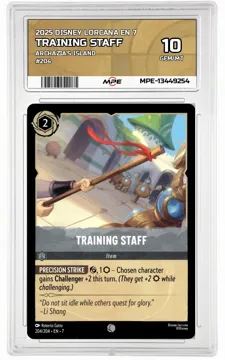 2025 DISNEY LORCANA EN 7 Archazia's Island #204 TRAINING STAFF MPE 10 GEM/MT — graded card up for auction