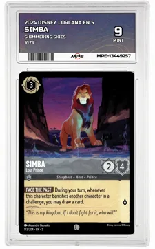 2024 DISNEY LORCANA EN 5 Shimmering Skies #173 SIMBA MPE 9 MINT — graded card up for auction