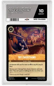 2024 DISNEY LORCANA EN 5 Shimmering Skies #25 TRY EVERYTHING MPE 10 GEM/MT — graded card up for auction