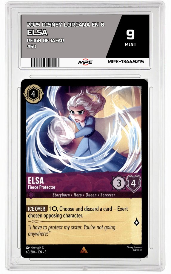 2025 DISNEY LORCANA EN 8 Reign of Jafar #60 ELSA MPE 9 MINT — graded card auctioned from the MPE vault