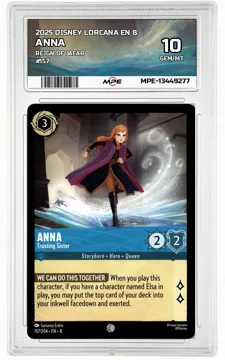 2025 DISNEY LORCANA EN 8 Reign of Jafar #157 ANNA MPE 10 GEM/MT — graded card up for auction