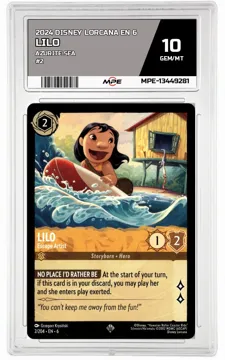 2024 DISNEY LORCANA EN 6 Azurite Sea #2 LILO MPE 10 GEM/MT — graded card up for auction