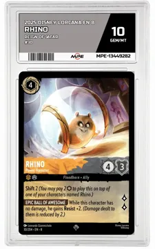 2025 DISNEY LORCANA EN 8 Reign of Jafar #30 RHINO MPE 10 GEM/MT — graded card up for auction