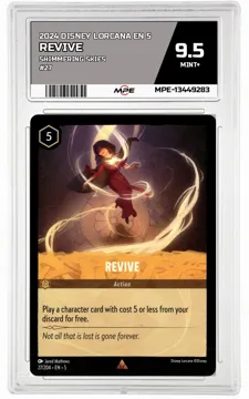 2024 DISNEY LORCANA EN 5 Shimmering Skies #27 REVIVE MPE 9.5 MINT+ — graded card up for auction