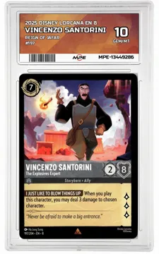 2025 DISNEY LORCANA EN 8 Reign of Jafar #197 VINCENZO SANTORINI MPE 10 GEM/MT — graded card up for auction
