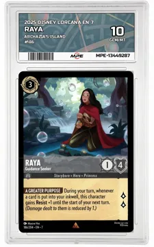2025 DISNEY LORCANA EN 7 Archazia's Island #186 RAYA MPE 10 GEM/MT — graded card up for auction