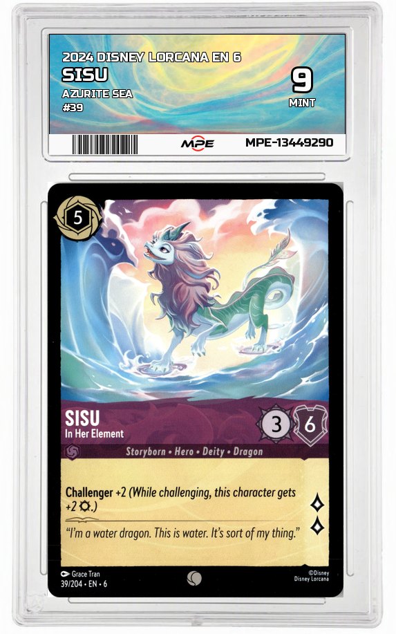 2024 DISNEY LORCANA EN 6 Azurite Sea #39 SISU MPE 9 MINT — graded card auctioned from the MPE vault