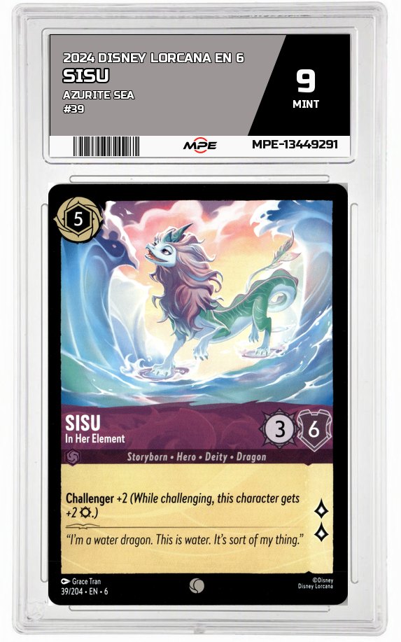 2024 DISNEY LORCANA EN 6 Azurite Sea #39 SISU MPE 9 MINT — graded card auctioned from the MPE vault