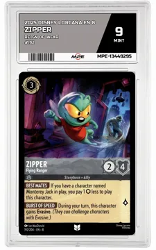2025 DISNEY LORCANA EN 8 Reign of Jafar #192 ZIPPER MPE 9 MINT — graded card up for auction