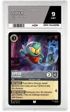 2025 DISNEY LORCANA EN 8 Reign of Jafar #192 ZIPPER MPE 9 MINT — graded card up for auction