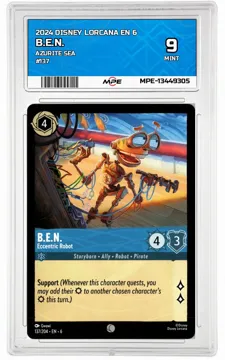 2024 DISNEY LORCANA EN 6 Azurite Sea #137 B.E.N. MPE 9 MINT — graded card up for auction