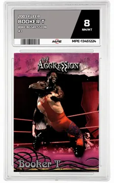 2003 FLEER WWE AGGRESSION #3 BOOKER T MPE 8 NM/MT — graded card up for auction