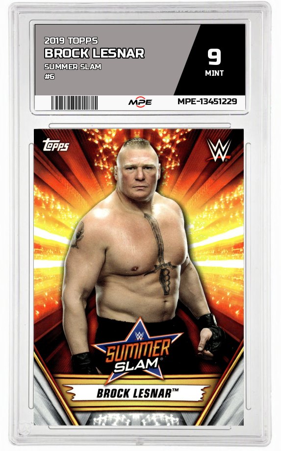 2019 TOPPS SUMMER SLAM #6 BROCK LESNAR MPE 9 MINT — graded card auctioned from the MPE vault