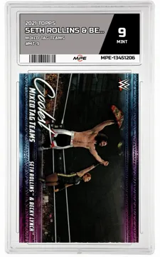 2021 TOPPS MIXED TAG TEAMS #MT-9 SETH ROLLINS & BECKY LYNCH MPE 9 MINT — graded card up for auction