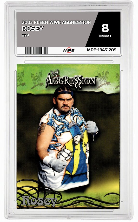2003 FLEER WWE AGGRESSION #29 ROSEY MPE 8 NM/MT — graded card auctioned from the MPE vault