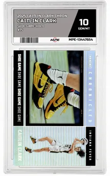 2025 CAITLIN CLARK CHRON SHOE GAME-HOLO #75 CAITLIN CLARK MPE 10 GEM/MT — graded card up for auction
