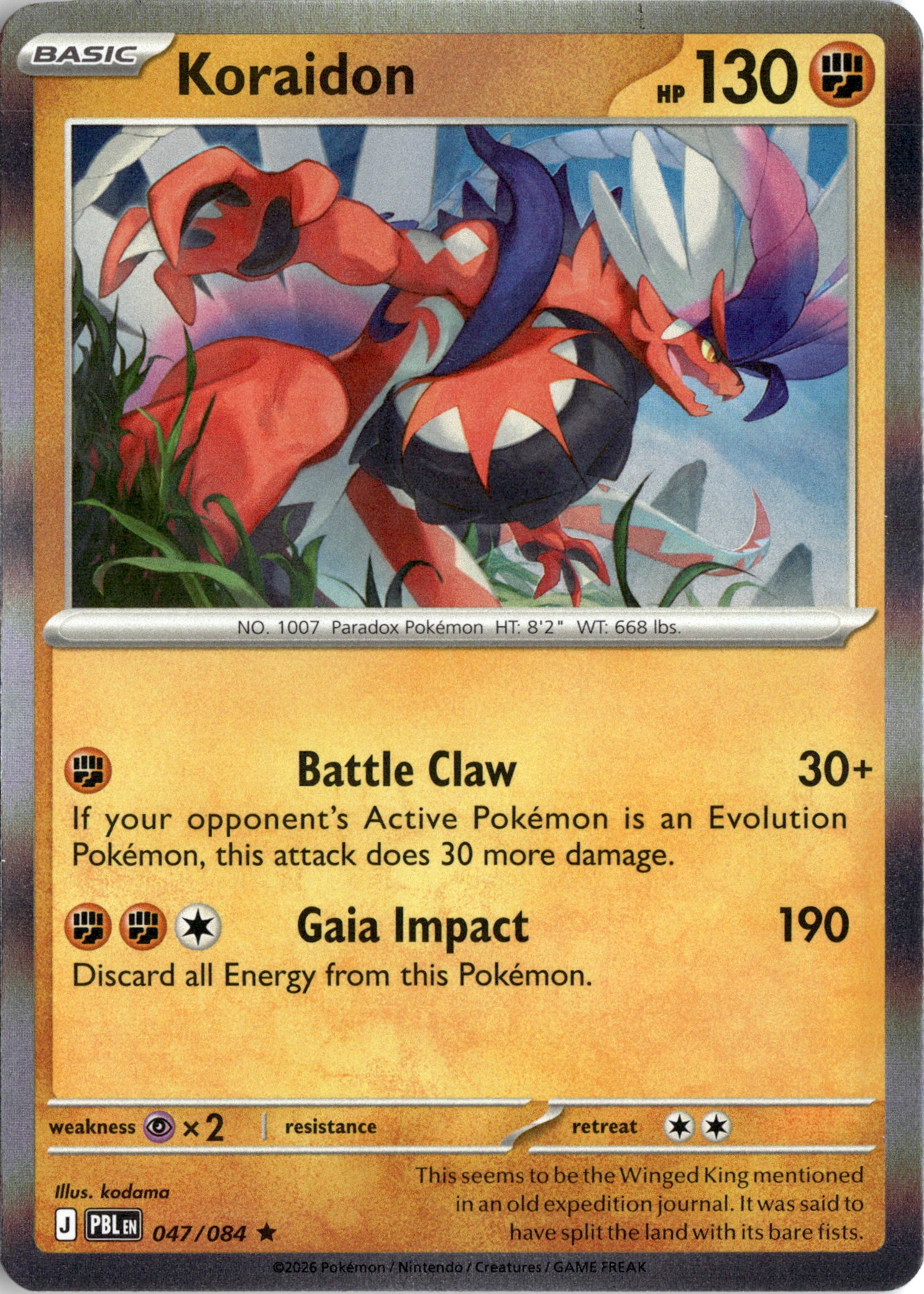 2026 Pokemon Pbl En Koraidon graded slab