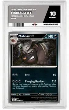 2026 POKEMON PBL EN Pitch Black-REV HOLO #058 Mabosstiff MPE 10 GEM/MT — graded card up for auction
