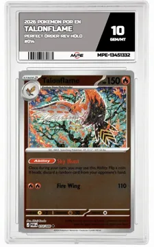 2026 POKEMON POR EN Perfect Order-REV HOLO #014 TALONFLAME MPE 10 GEM/MT — graded card up for auction