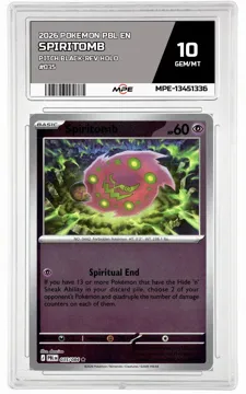 2026 POKEMON PBL EN Pitch Black-REV HOLO #035 SPIRITOMB MPE 10 GEM/MT — graded card up for auction
